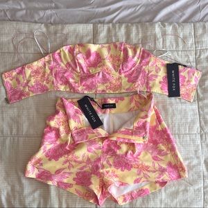 NWT White Fox Boutique Crop Top + Shorts Set